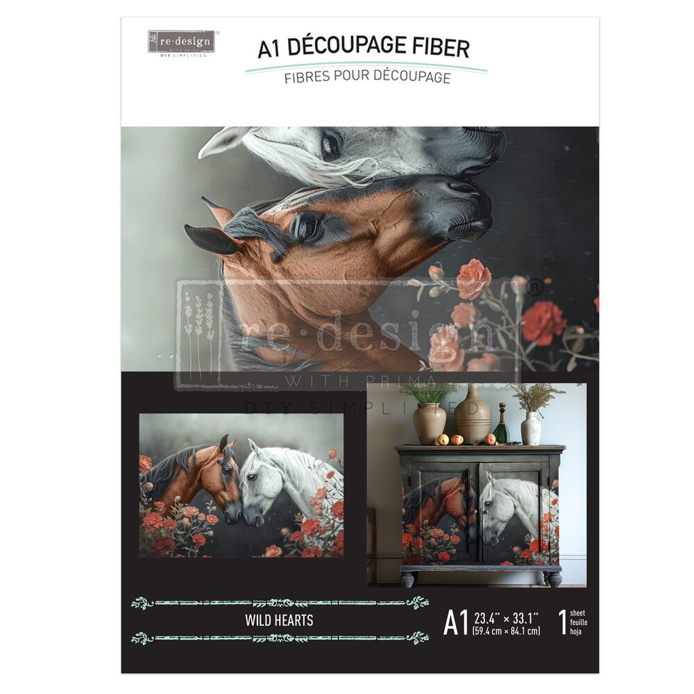 Re-Design with Prima Wild Hearts A1 Decoupage Fiber (1pcs) (672522)