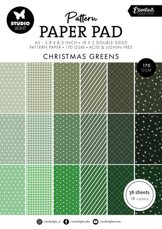Studio Light Christmas Greens A5 Essentials Pattern Paper Pad (SL-ES-PPP208) (BASIC)