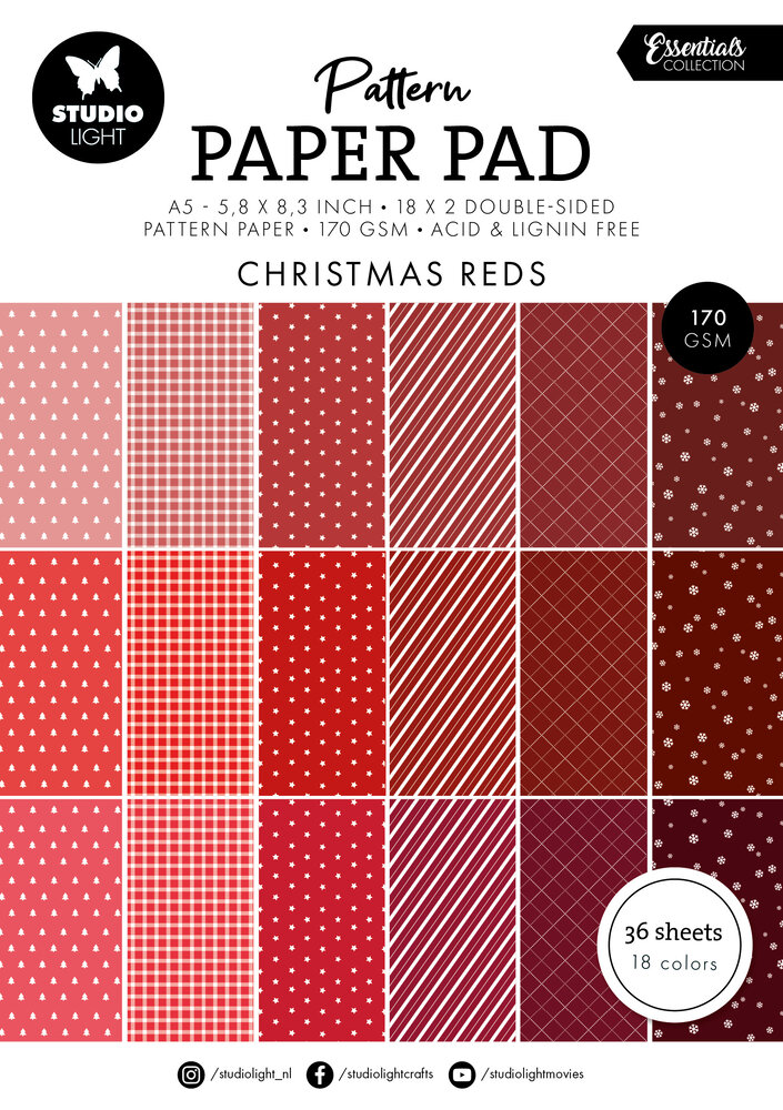 Studio Light Christmas Reds A5 Essentials Pattern Paper Pad (SL-ES-PPP207) (BASIC)