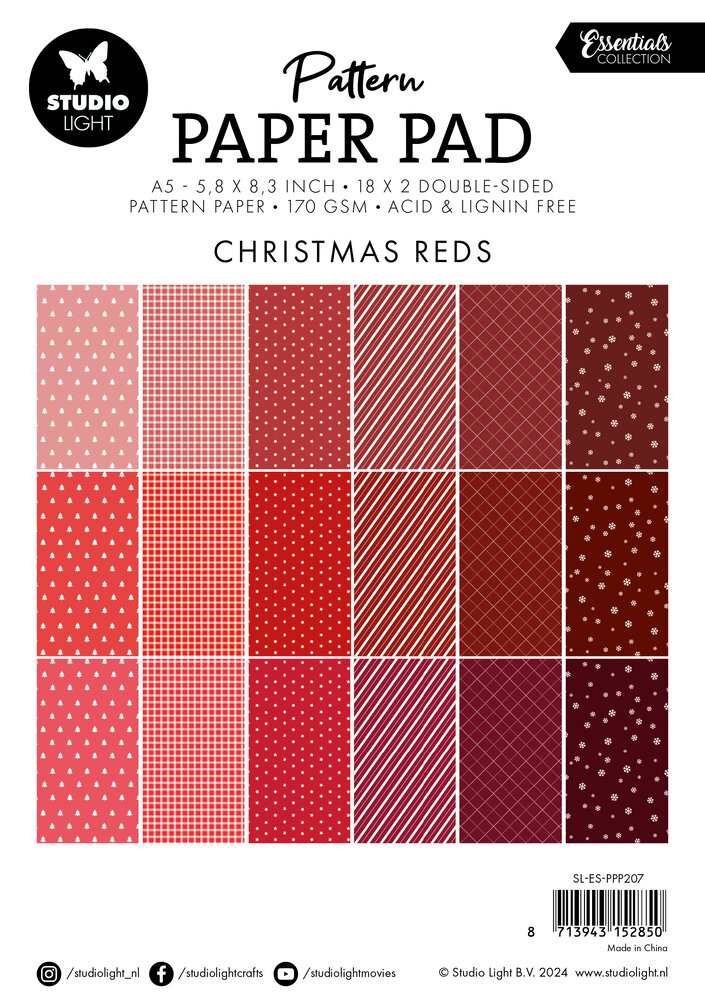 Studio Light Christmas Reds A5 Essentials Pattern Paper Pad (SL-ES-PPP207) (BASIC)