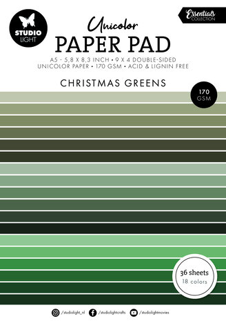 Studio Light Christmas Greens A5 Essentials Unicolor Paper Pad (SL-ES-UPP206) (BASIC)