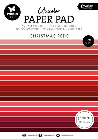 Studio Light Christmas Reds A5 Essentials Unicolor Paper Pad (SL-ES-UPP205) (BASIC) Studio Light Christmas Reds A5 Essentials Unicolor Paper Pad (SL-ES-UPP205) (BASIC)