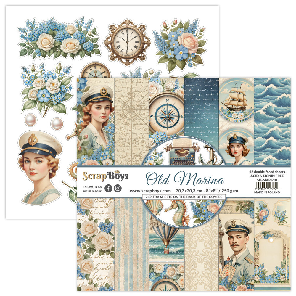 ScrapBoys Old Marina 8x8 Inch Paper Pad (SB-MARI-10) ScrapBoys Old Marina 8x8 Inch Paper Pad (SB-MARI-10)