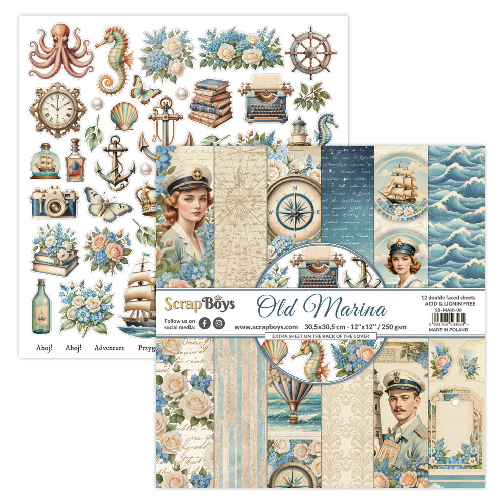 ScrapBoys Old Marina 12x12 Inch Paper Pad (SB-MARI-08)