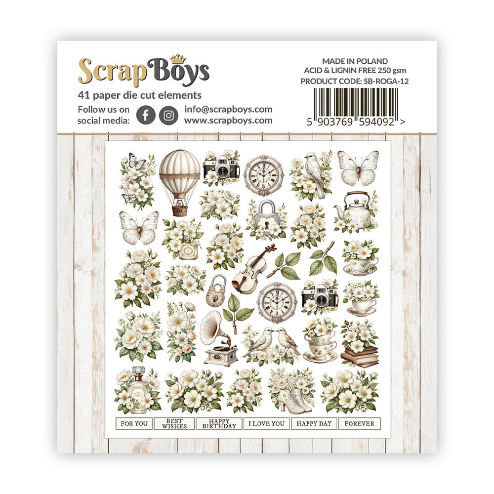 ScrapBoys Romantic Garden Double Sided Die Cut Elements (41pcs) (SB-ROGA-12)