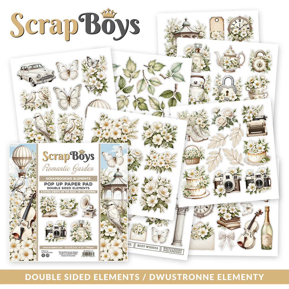 ScrapBoys Romantic Garden 6x6 Inch Pop Up Paper Pad (SB-ROGA-11)