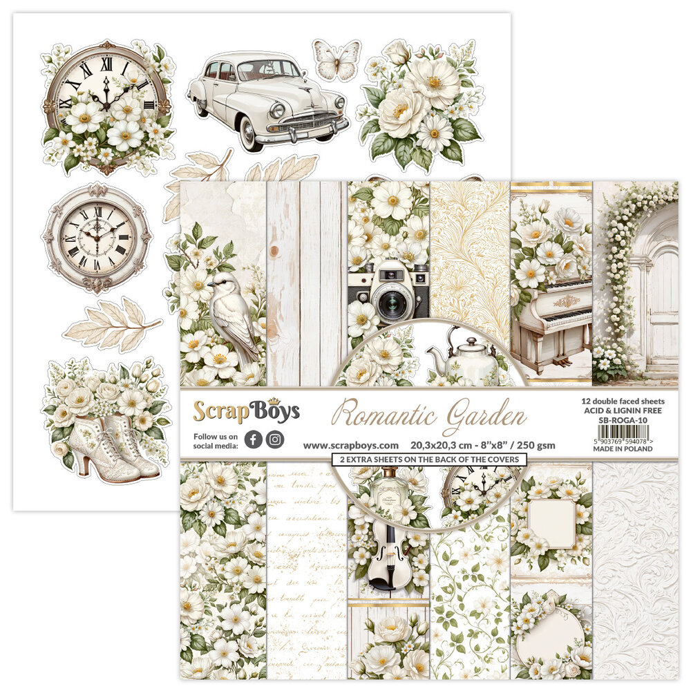 ScrapBoys Romantic Garden 8x8 Inch Paper Pad (SB-ROGA-10)