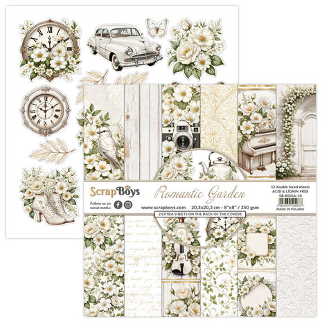 ScrapBoys Romantic Garden 8x8 Inch Paper Pad (SB-ROGA-10)