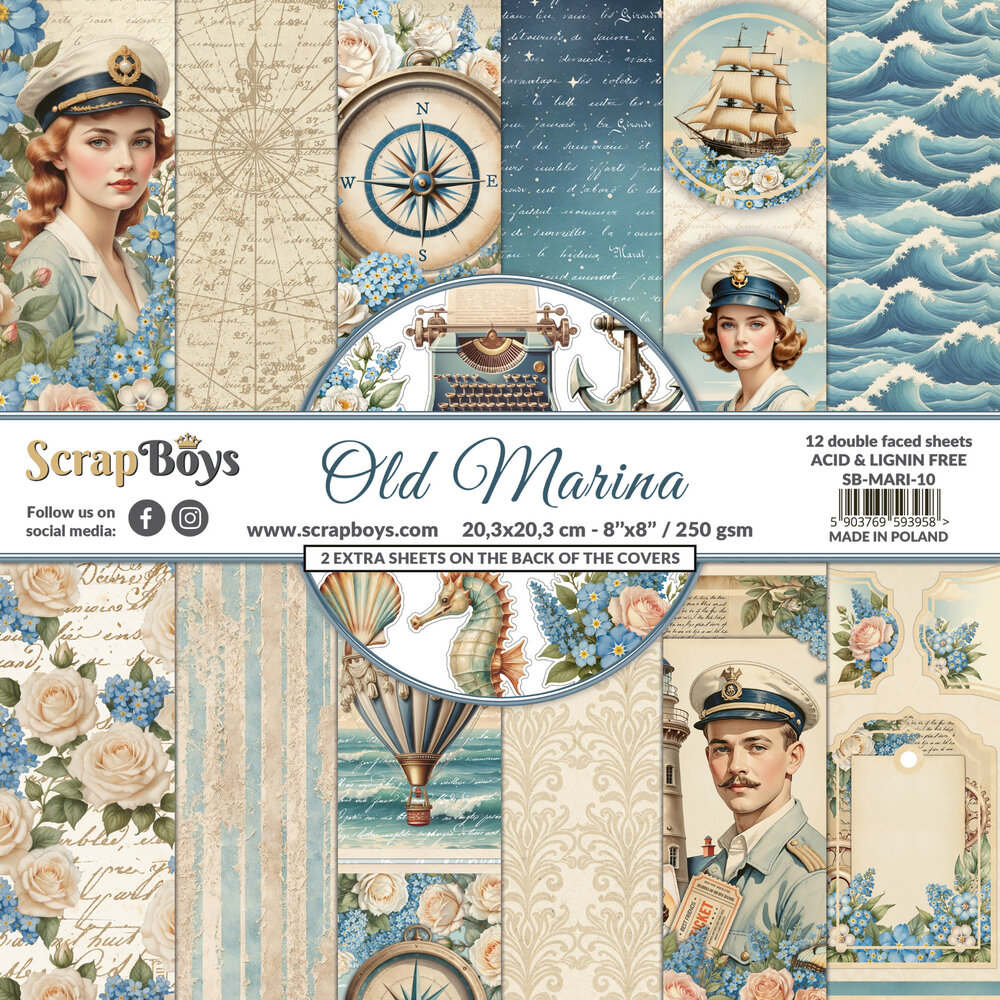 ScrapBoys Old Marina 8x8 Inch Paper Pad (SB-MARI-10) ScrapBoys Old Marina 8x8 Inch Paper Pad (SB-MARI-10)