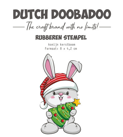 Dutch Doobadoo Rubber Stamp Konijn Kerstboom (497.004.018)