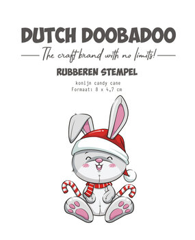 Dutch Doobadoo Rubber Stamp Konijn Candy Cane (497.004.017)