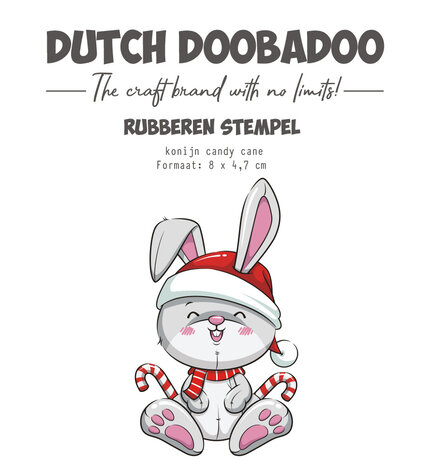 Dutch Doobadoo Rubber Stamp Konijn Candy Cane (497.004.017)