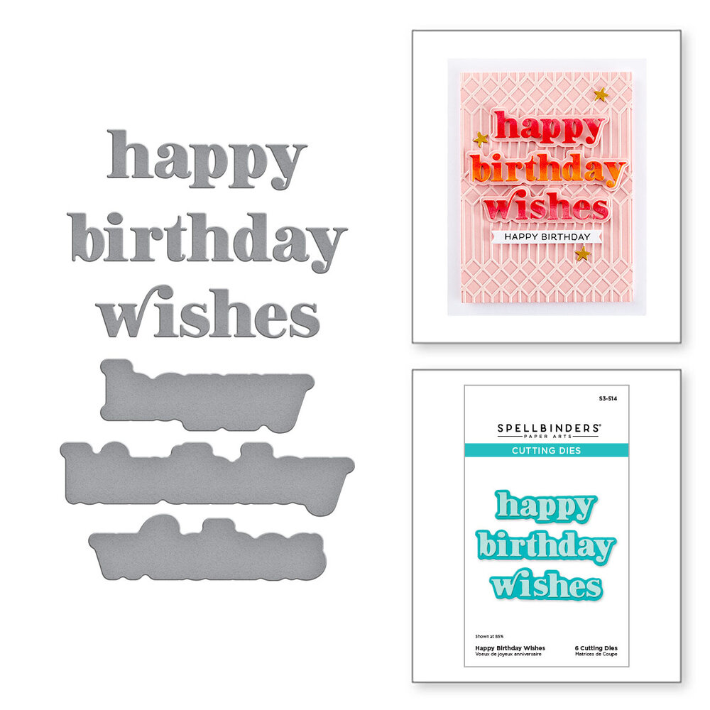 Spellbinders Happy Birthday Wishes Etched Dies (S3-514) Spellbinders Happy Birthday Wishes Etched Dies (S3-514)