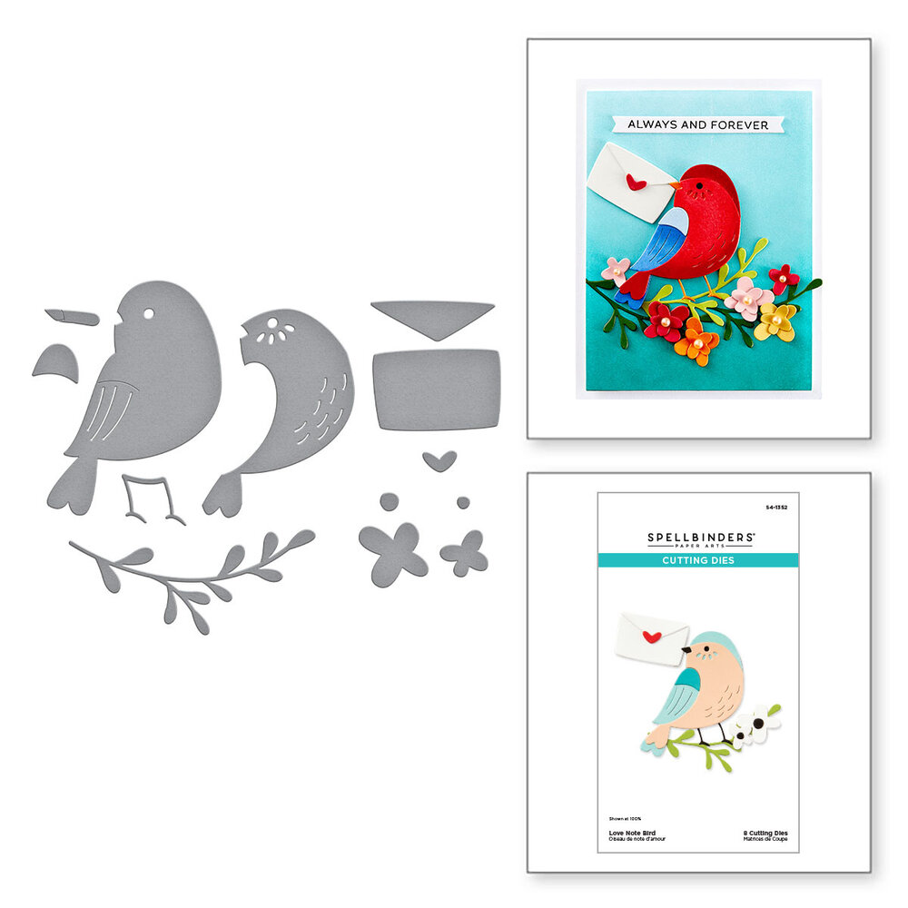 Spellbinders Love Note Bird Etched Dies (S4-1352) Spellbinders Love Note Bird Etched Dies (S4-1352)