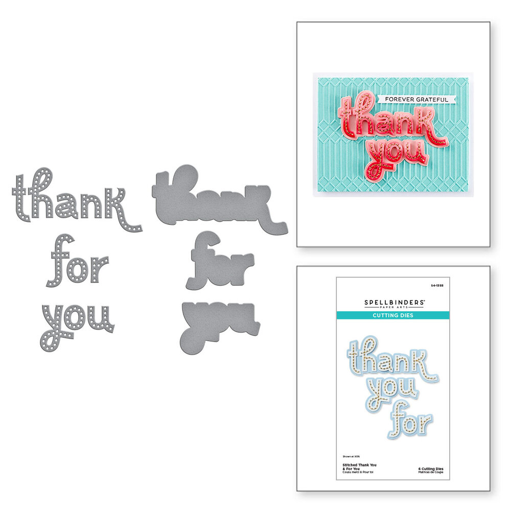 Spellbinders Stitched Thank You & For You Etched Dies (S4-1355) Spellbinders Stitched Thank You & For You Etched Dies (S4-1355)