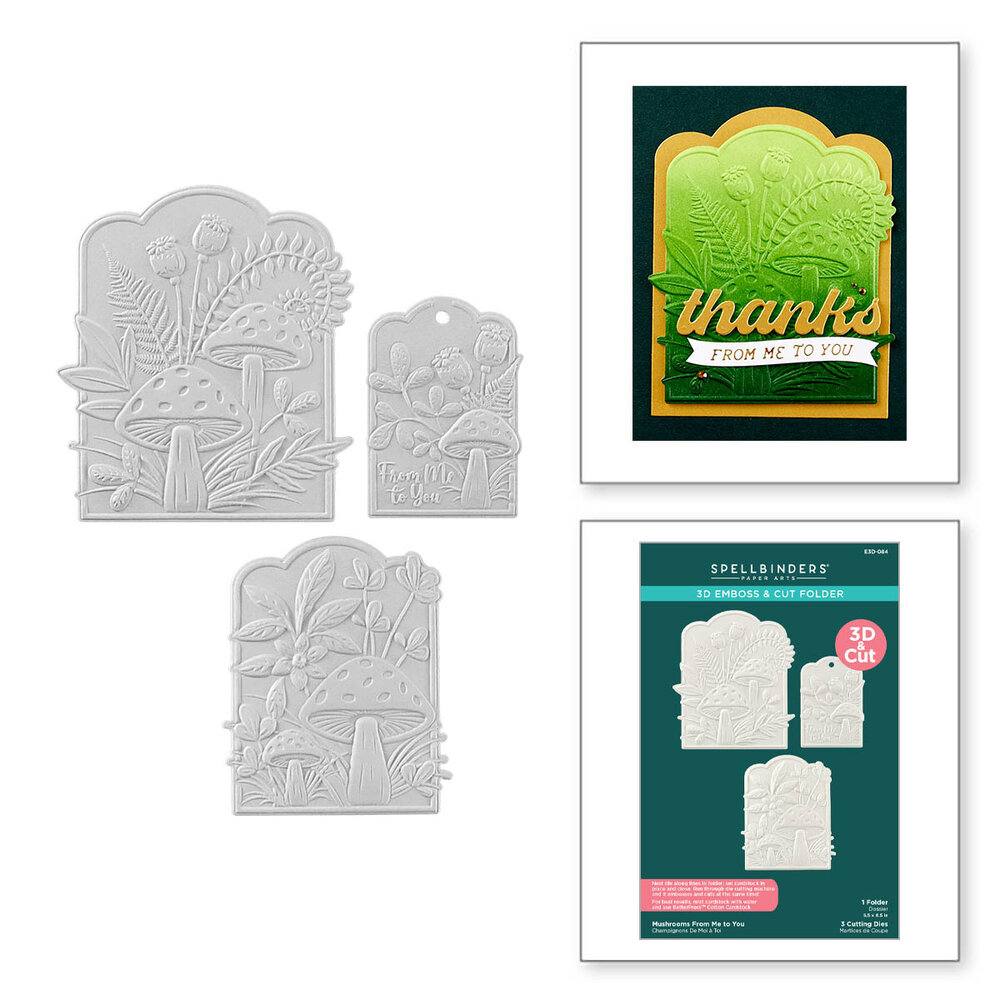 Spellbinders Mushrooms From Me to You 3D Emboss & Cut Folder (E3D-084)