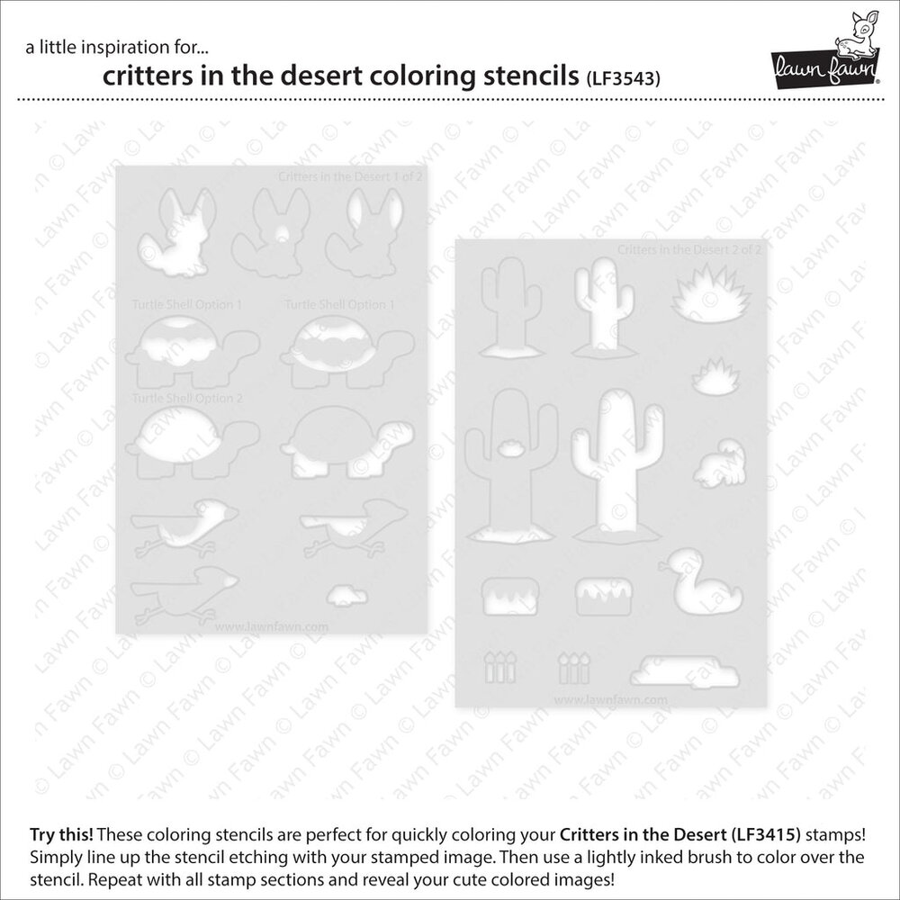 Lawn Fawn Critters in the Desert Lawn Clippings Coloring Stencils (LF3543) (DISCONTINUED)
