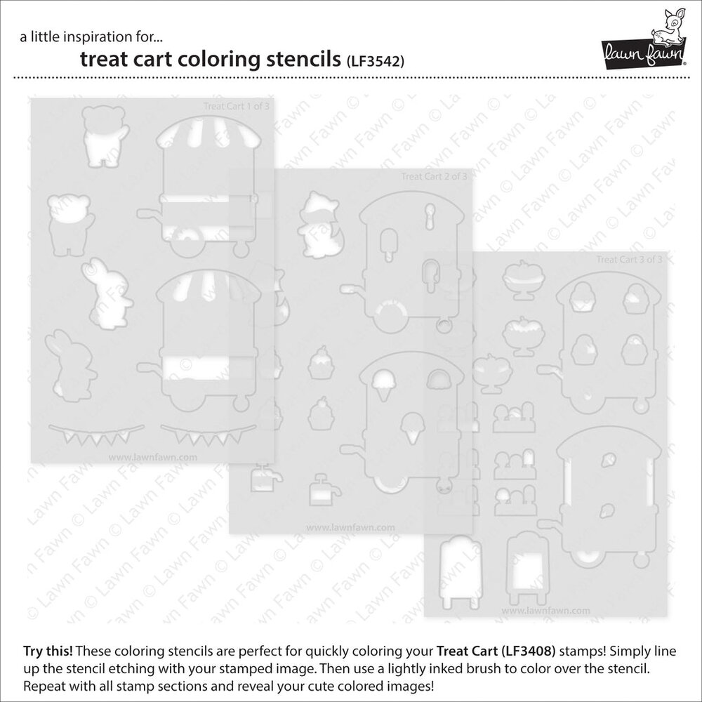 Lawn Fawn Treat Cart Lawn Clippings Coloring Stencils (LF3542) (OUTLET)