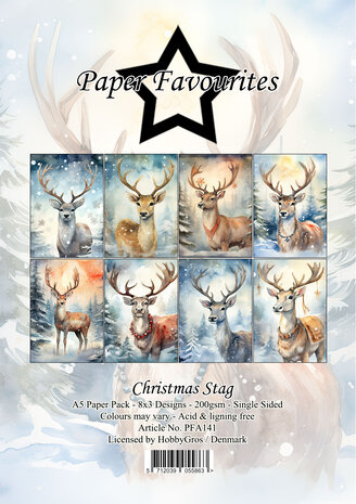 Paper Favourites Christmas Stag A5 Paper Pack (PFA141)