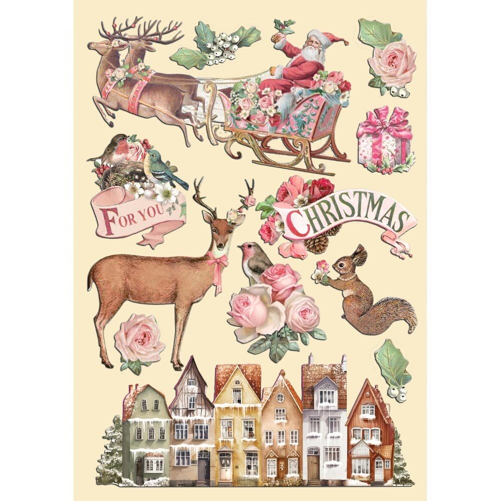 Stamperia Pink Christmas Colored Wooden Shape A5 (KLSP169)