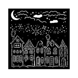 Stamperia Classic Christmas Thick Stencil 18x18cm Houses (KSTDQ110) (DISCONTINUED)