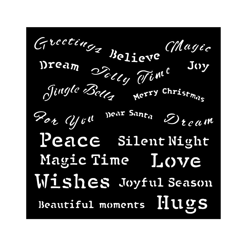 Stamperia Classic Christmas Thick Stencil 18x18cm Quotes (KSTDQ115)