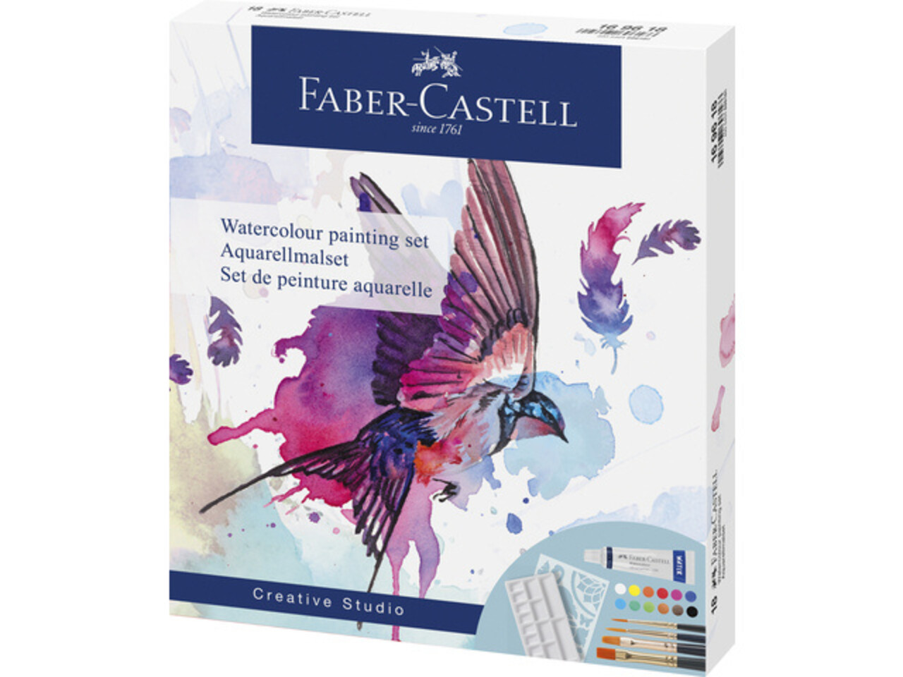 Faber Castell Watercolour Painting Set: Paint/Brushes/Palette/Stencil (18pcs) (FC-169618)