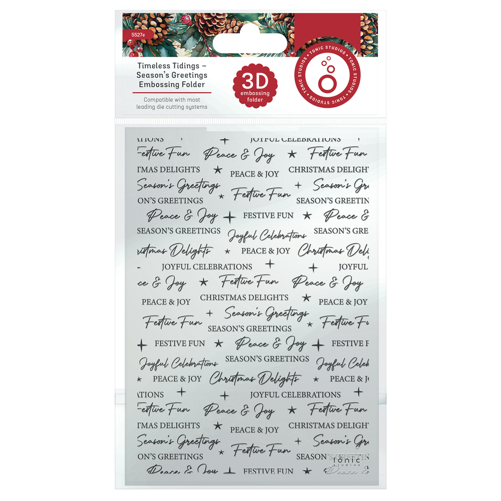 Tonic Studios Timeless Tidings 3D Embossing Folder Season's Greetings (5527e) Tonic Studios Timeless Tidings 3D Embossing Folder Season's Greetings (5527e)