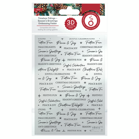 Tonic Studios Timeless Tidings 3D Embossing Folder Season's Greetings (5527e) Tonic Studios Timeless Tidings 3D Embossing Folder Season's Greetings (5527e)