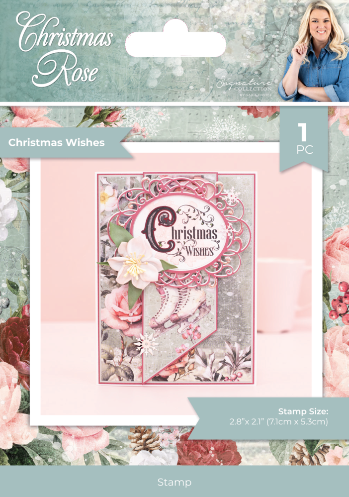 Crafter's Companion Christmas Rose Clear Stamp Christmas Wishes (S-CR-CA-ST-CHWI)