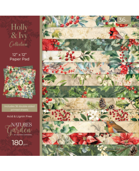 Crafter's Companion Holly & Ivy 12x12 Inch Paper Pad (NG-HAI-PAD12)