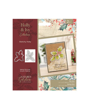 Crafter's Companion Holly & Ivy Stamp & Die Sketchy Holly (NG-HAI-STD-SKHO)