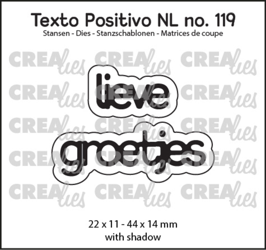 Crealies Texto Positivo Stansen Dutch Lieve Groetjes (POSNL119)