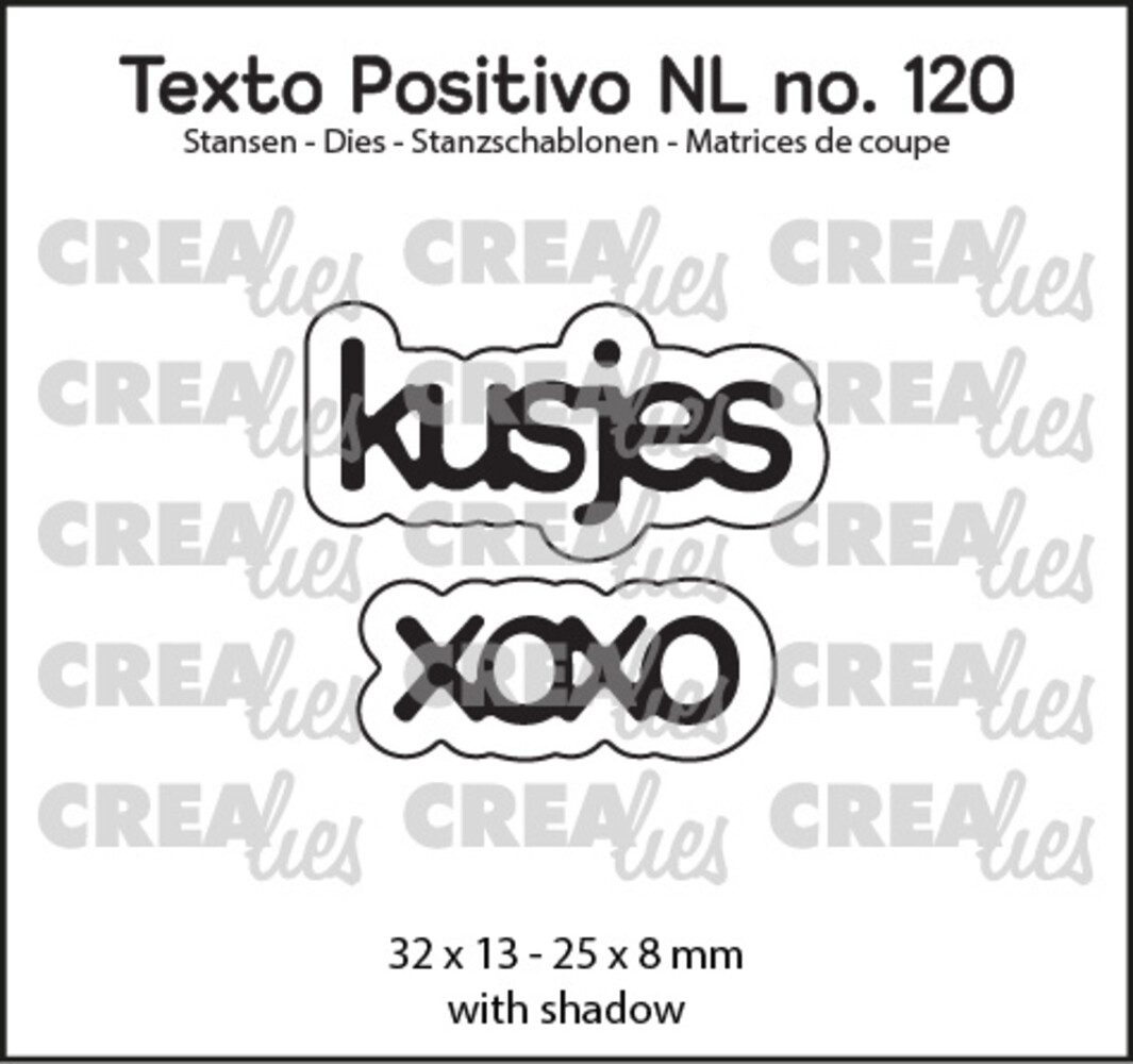 Crealies Texto Positivo Stansen Dutch Kusjes Xoxo (POSNL120)