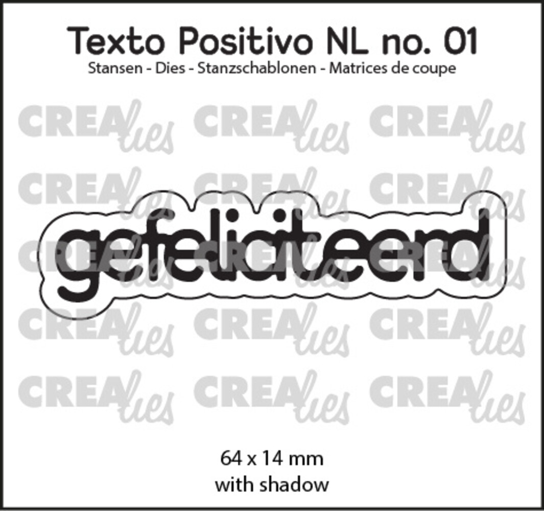 Crealies Texto Positivo Dies Dutch Gefeliciteerd (POSNL01)