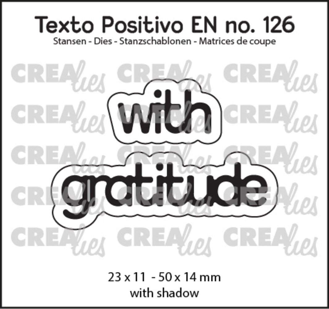 Crealies Texto Positivo Stansen English With Gratitude (POSEN126)