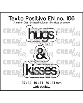 Crealies Texto Positivo Stansen English Hugs & Kisses (POSEN106)