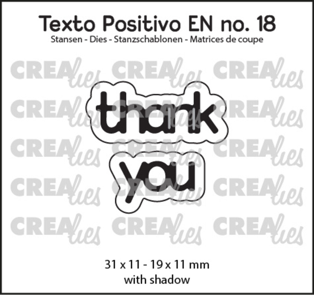 Crealies Texto Positivo Stansen English Thank You (POSEN18)