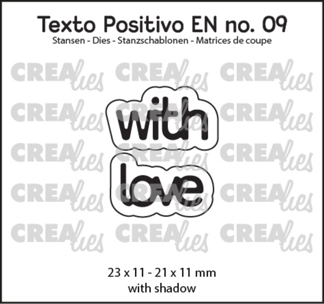 Crealies Texto Positivo Stansen English With Love (POSEN09)
