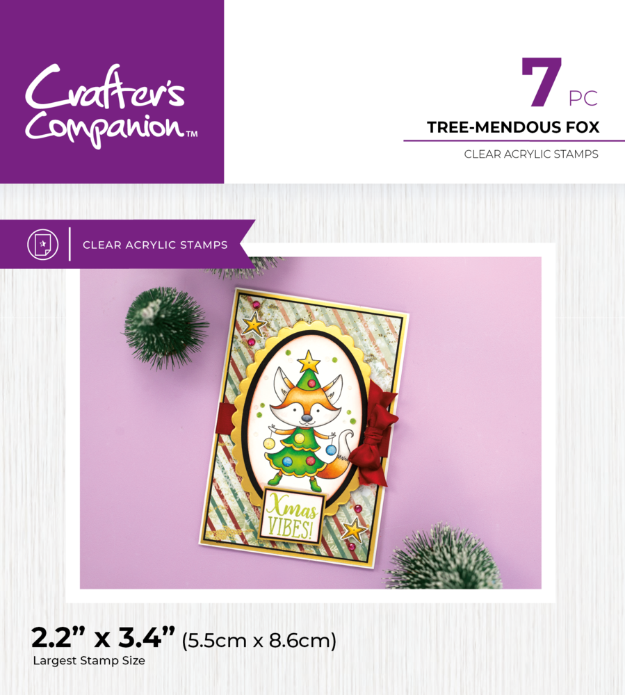 Crafter's Companion Cute Christmas Characters Clear Stamp Tree-mendous Fox (CC-STP-TRFO)