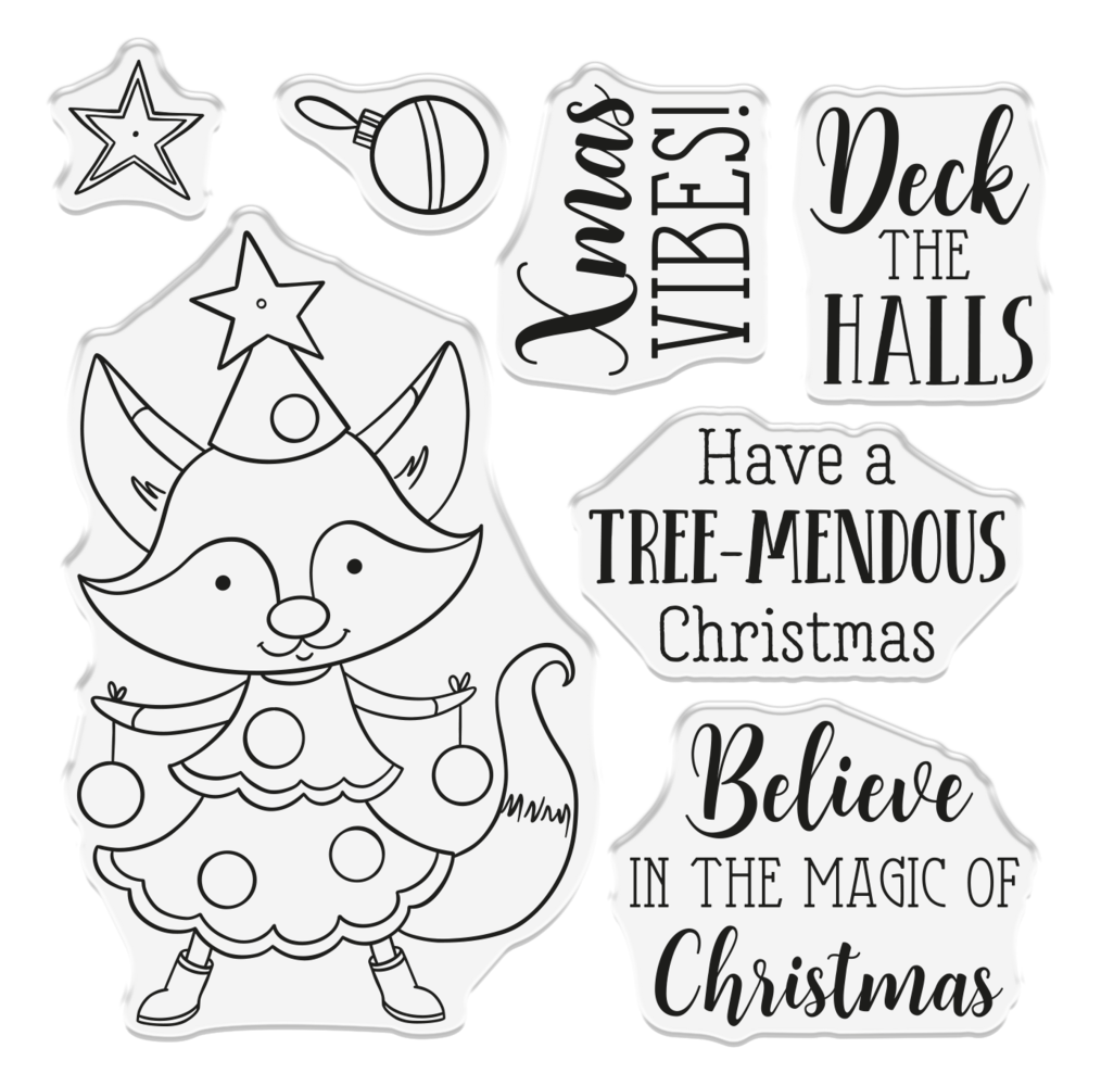 Crafter's Companion Cute Christmas Characters Clear Stamp Tree-mendous Fox (CC-STP-TRFO)