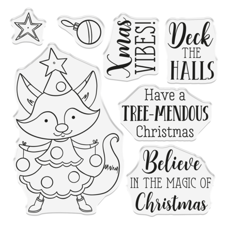 Crafter's Companion Cute Christmas Characters Clear Stamp Tree-mendous Fox (CC-STP-TRFO)