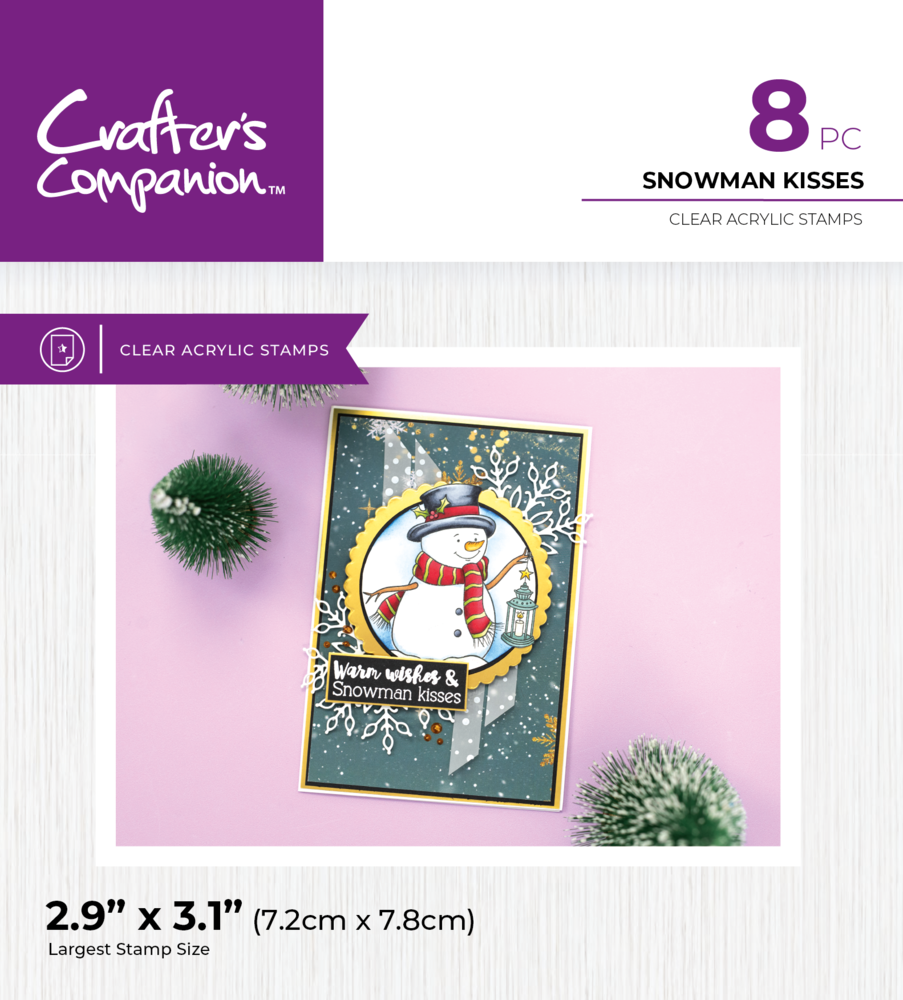 Crafter's Companion Cute Christmas Characters Clear Stamp Snowman Kisses (CC-STP-SNKI)
