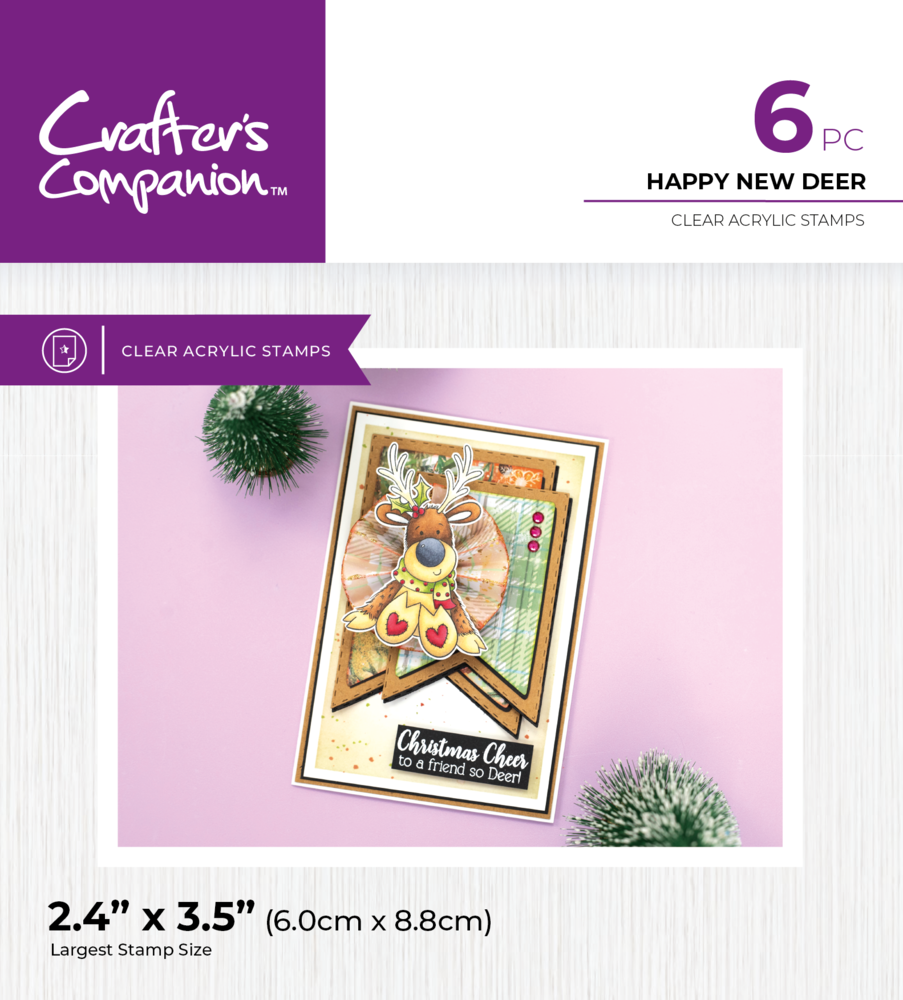 Crafter's Companion Cute Christmas Characters Clear Stamp Happy New Dear (CC-STP-HND)