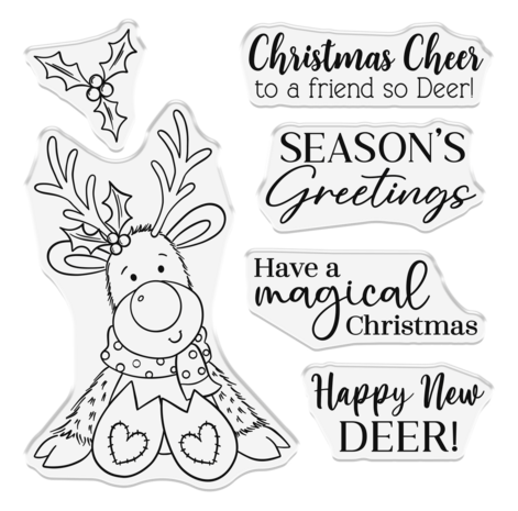 Crafter's Companion Cute Christmas Characters Clear Stamp Happy New Dear (CC-STP-HND)
