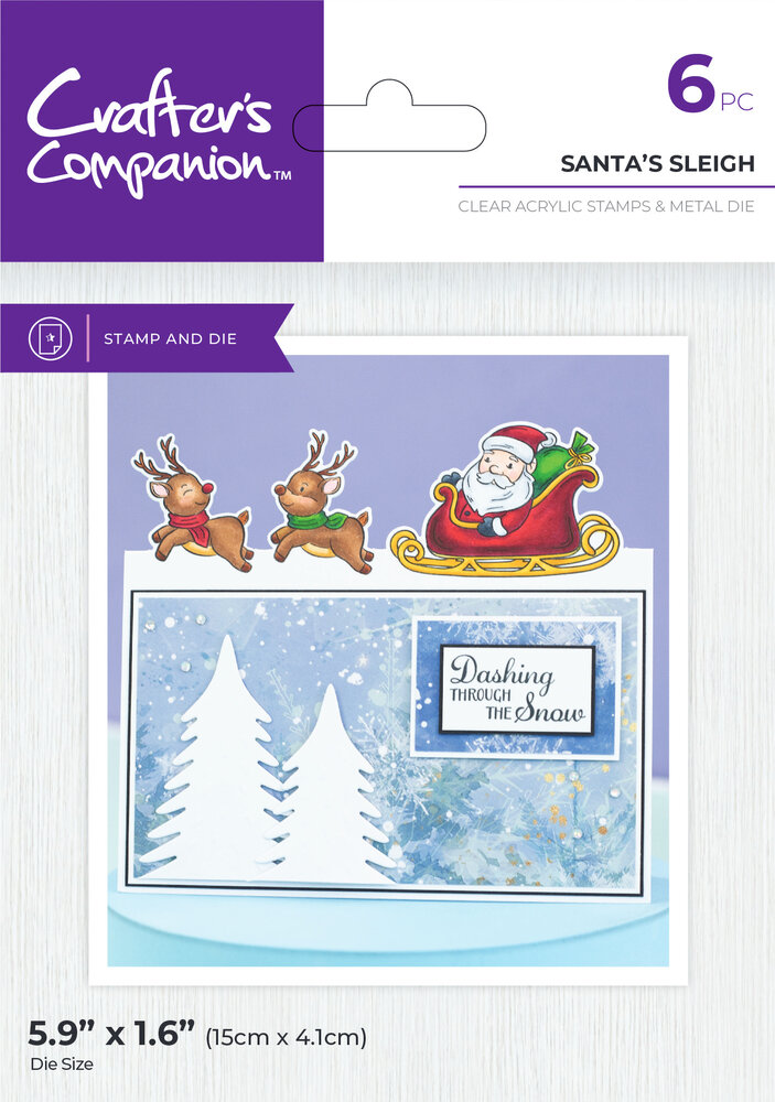 Crafter's Companion Festive Edge Stamp & Dies Santa's Sleigh (CC-STD-SASL) Crafter's Companion Festive Edge Stamp & Dies Santa's Sleigh (CC-STD-SASL)