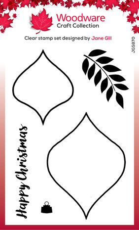 Woodware Paintable Baubles Peardrops Clear Stamps (JGS870) (OUTLET)