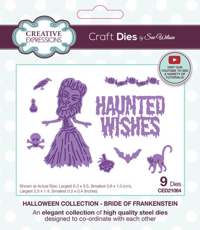 Creative Expressions Sue Wilson Craft Die Halloween Bride of Frankie (CED21064) (OUTLET)