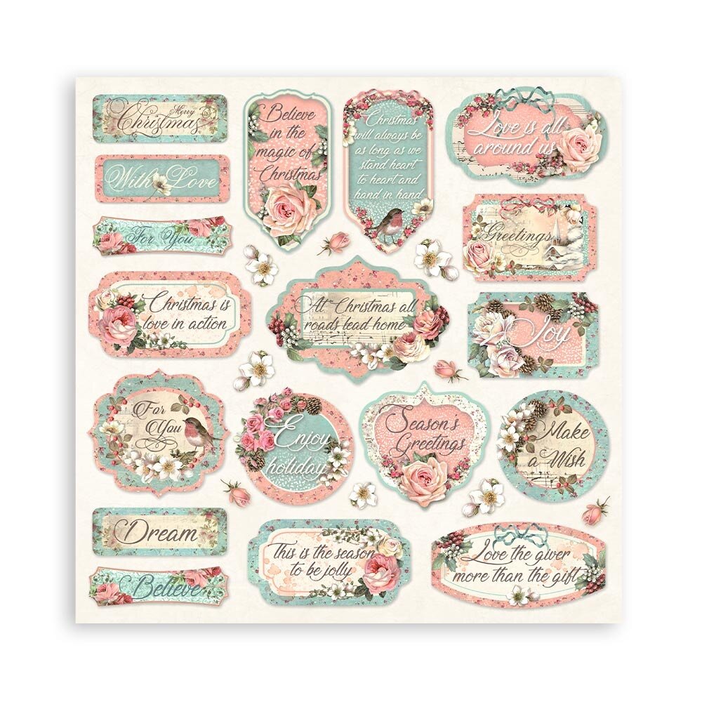 Stamperia Pink Christmas 12x12 Inch Paper Pack (SBBL73)