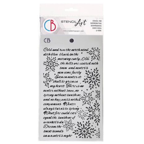 Ciao Bella Elegance of Blue 5x8 Inch Texture Stencil Winter Poem (MS139) (DISCONTINUED)
